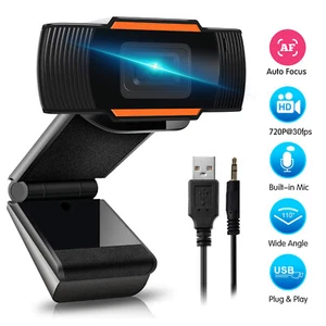720P Webcam AutoFocus with Microphone, USB Web Camera for Live Webcam - Picture 1 of 6