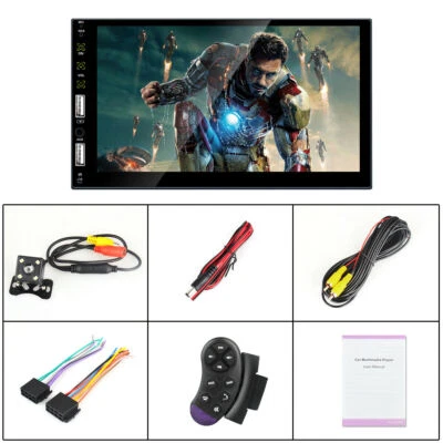 7" 2Din Double Car Bluetooth Stereo Radio for Apple Carplay Touch Screen +Camera - Image 1 of 4