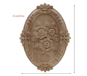 1x 21x15cm Shabby Chic Flurish Furniture Moulding Applique Carving Onlay Wooden  - Picture 1 of 1