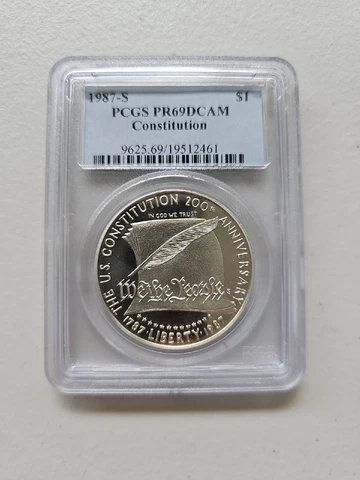 PR69 1987-S PCGS Constitution $1 Silver Dollar 90% .900 PR-69 PR 69 Cover