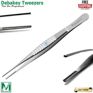 DeBakey Vascular Surgical Thumb Tissue Forceps Atraumatic Tweezer Clamp Serrated - Picture 1 of 5