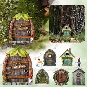 Wooden Fairy Door Decoration Fairytale Ornaments Dwarf Tree Door Decor Party - Picture 1 of 34