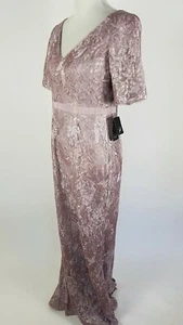 Adrianna Papell (8) Kleid rosa mauve Blumen Spitze Kurzarmkleid Bandschlitz Neu mit Etikett - Bild 1 von 6