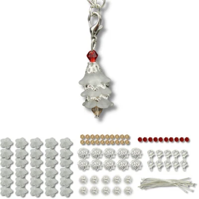 10x Bastelset Tannenbaum Anhänger Weihnachtsbaum Charms Perlen Perlenengel Set - Bild 1 von 4