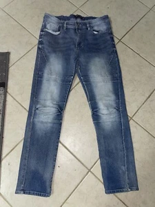 SouthPole Denim Blue Jeans Pintuck Moto Distressed Skinny Fit Men Size 34x30 - Picture 1 of 9