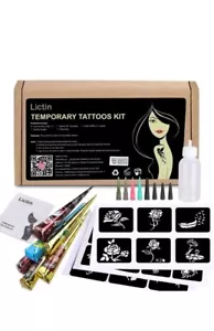 Lictin Temporäre Tattoo, Henna Tattoo Set Natürliche Farbe 4 Farben, Natural Hen - Bild 1 von 7