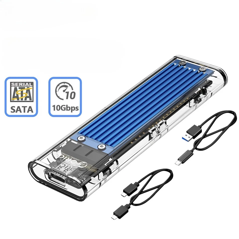 LOT SSD Case NVME SATA SSD Enclosure Tool Free 10Gbps M.2 To USB Type C External - Image 1 of 4