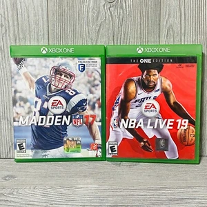 XBOX One EA Sports Lot Madden 17 and NBA Live 19 - Tested and Working - Picture 1 of 6