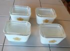4 Pyrex Butterfly Gold 501-B 1.5 Cup Refrigerator Dishes with 501-C glass lids