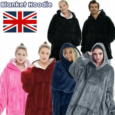 UNISEX Hug Snug Fleece Hoodie Blanket Ultra Plush Hooded BIG OODIE Oversized UK