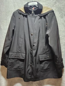 Gallery Petite Womens Zip/button Up Jacket Removable Hood Size Leg Petite Black - Picture 1 of 10