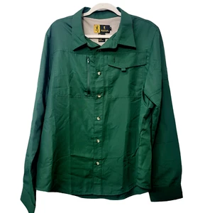Browning Mens XL Hunter Green Vented LS Nylon Fishing Outdoor Shirt - Picture 1 of 3