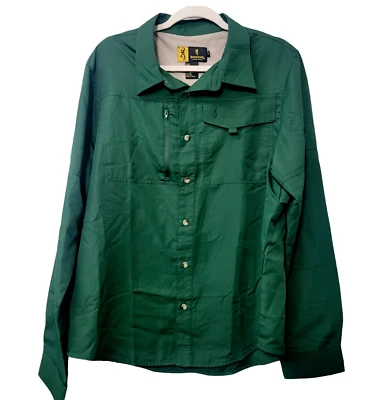 Browning Mens XL Hunter Green Vented LS Nylon Fishing Outdoor Shirt - Image 1 of 3