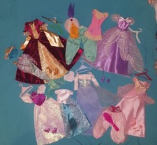 VTG Disney Barbie Doll Princess Gowns Dresses Mermaid Shoes Accessory LOT