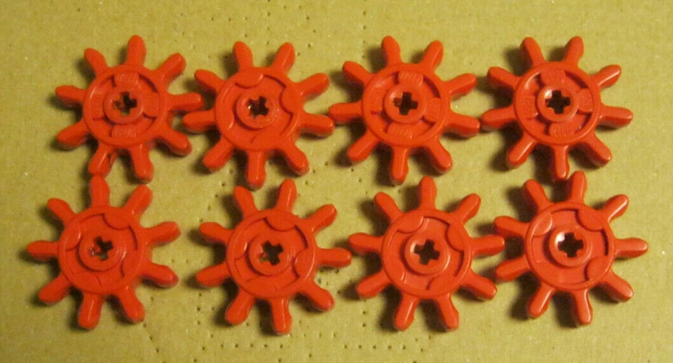 8 x Lego Technic Zahnrad rot 9 Zähne für Panzer Kette Rad Technic (ZR5) - Bild 1 von 1