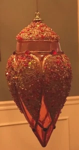 Pink And Gold Tear Drop Jeweled Ornament 7 1/2” - Picture 1 of 2
