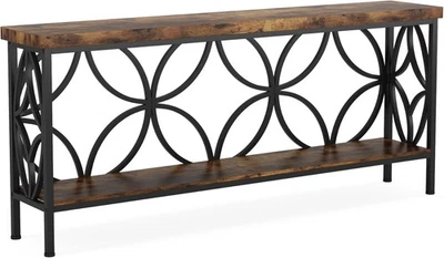 Hallway Console Table 180 Cm Long Rustic Brown Storage Entryway Sofa Table - image 1 of 4