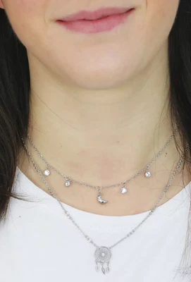 BROSWAY COLLANA COLOR ARGENTO COLLEZIONE CHAKRA CON LUNA PUNTI LUCE E ACCHIAPPAS - Immagine 1 di 4