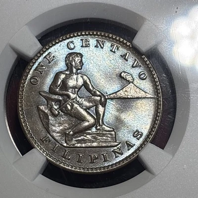 1927-M NGC MS 64 Bn  Philippines 1 Centavo P.Q. Mint Free Shipping - Image 1 of 4
