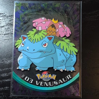 Serie de animación de televisión Topps Pokemon 1999 1 - Venusaur #03 logotipo azul HOLO FOIL Foto 1 de 4