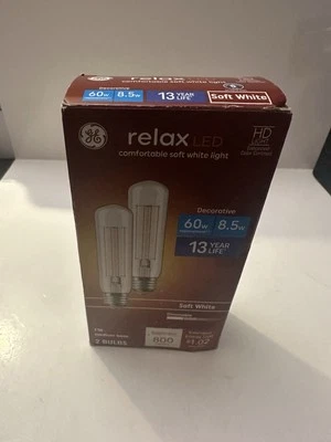 GE T10 LED Light Bulbs Med Base Soft White Light 60W/ 8.5W. Dwkhome - Image 1 of 4