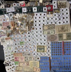 Huge Lot 800+ Coins/stamp/more~Silver WL/Mercury/Indian/Buffalo/“V”/USA & World+ - Picture 1 of 24