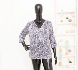 Blusa Dea Kudibal Seda Azul Piel de Serpiente Pitón 91.5% Seda Satén Camisa Elastizada S - Imagen 1 de 11