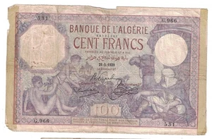 Algeria - Banconota 100 Franchi 21.5.1929 (P-81b) - Leggi bene - Foto 1 di 2