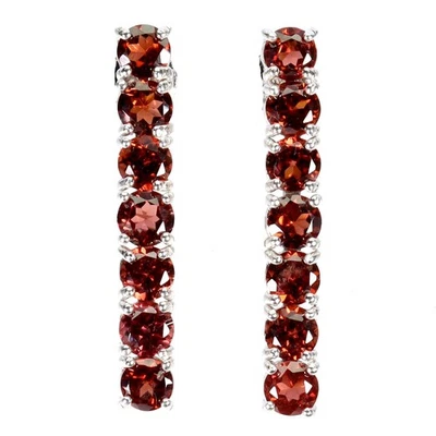 Pendientes redondos de plata de ley 925 granate de Mozambique de 4 mm joyas de piedras preciosas Foto 1 de 4