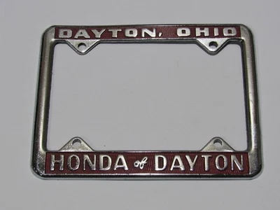 VTG Oversized Honda of Dayton Ohio Metal Motorcycle License Plate Frame Tag HD - Image 1 of 4