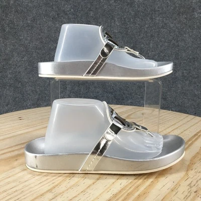 Sandalias Tommy Hilfiger Mujer 5 M Relina Chanclas Plateadas Imitación Cuero NUEVAS Foto 1 de 4