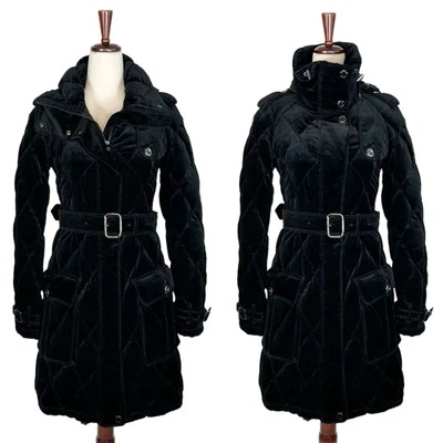 Abrigo acolchado BURBERRY Prorsum de terciopelo con cinturón talla XS Foto 1 de 4