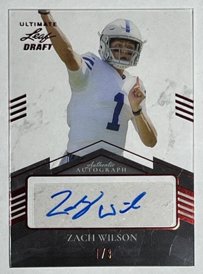 2021 Leaf Ultimate Draft /3 Zach Wilson Rookie Clear Auto #CA-ZW1 Red - Image 1 of 2