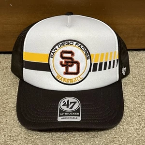 '47 San Diego Padres MLB Retro Foam Trucker Men's Brown/White Snapback Hat Cap - Picture 1 of 8