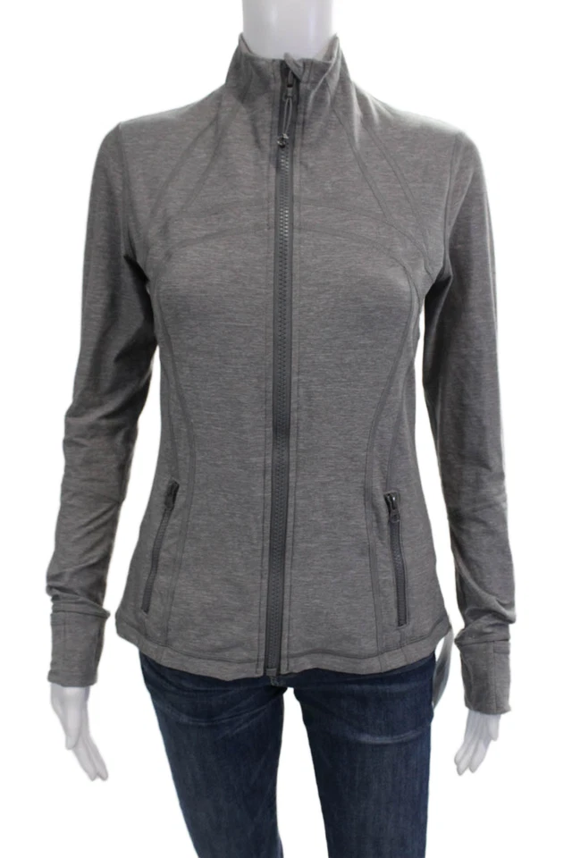Lululemon Women Gray Nylon Windbreaker High Neck Zip Outdoor Size 8 - Image 1 of 4