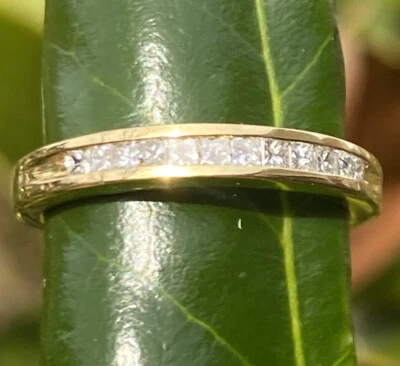 Anillo de diamantes vintage joyería fina de segunda mano banda de media eternidad talla 6,5 Foto 1 de 4