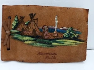 Álbum de fotos y fotos de cuero con instantáneas de Wisconsin Dells vintage raro de los años 30 - Imagen 1 de 13