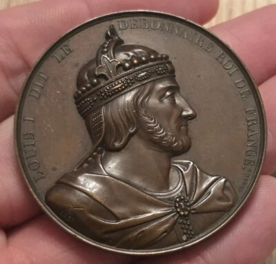 French Historical Bronze Medal Louis I, 25th King of France (778-840) - Image 1 of 2