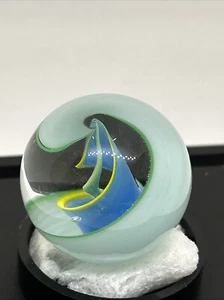 Vintage Large Spiral glass  Marble green blue yellow color - Picture 1 of 9