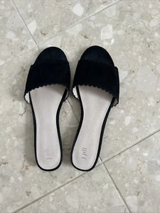 Sandalias planas J. Jill festoneadas negras sin cordones talla 10 - Imagen 1 de 6