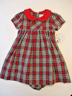 Edgehill Collection Dress Girls Size 9 Mos S/S Red Plaid w Diaper Cover NWT