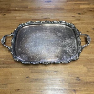 Bandeja de té antigua FB Rogers Silver Co Georgetown con mango de plato de plata 20"" - Imagen 1 de 15