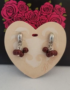 💖Custom  Made💖 Brighton MIMOSA BURGUNDY PEARL DROP  Earrings ~ PRETTY COLOR! - Picture 1 of 2