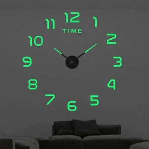 Luminous Wall Clock Stickers Round DIY Wall Clock for Dining Room Wall Decor - Picture 1 of 11