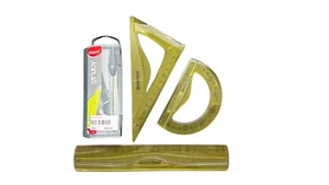Geometry Tools Set-Pack of 4:Protractor, Triangle Ruler (Golden),Compass (Maped) - Picture 1 of 1