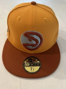 New Era 59FIFTY Atlanta Hawks Orange Color Pack Two-Tone Fitted Hat Cap 7 1/4 - Picture 1 of 5