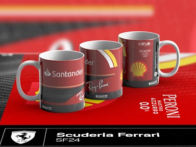2024 Scuderia Ferrari F1 Team Mug personnalisée style carbone design Formule 1 - Photo 1/4