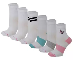 Dr. Motion 6 Pairs Women Mid-Crew Half-Cushion Compression Crew Socks - Picture 1 of 13