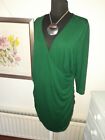 BRAVISSIMO Ladies Green V-Neck 3/4 Sleeve Wrapped Front Shift Dress UK18 - R/SC
