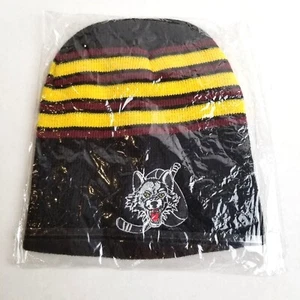 Gorro de hockey Chicago Wolves AHL negro amarillo borgoña tejido invierno puños - Imagen 1 de 4